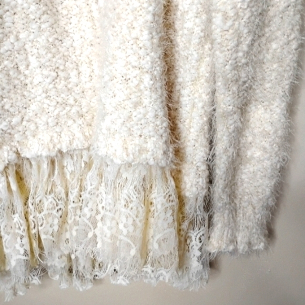 Areve Anthropologie Eyelash Knit Longline Sweater Back Bow Size XL NWT - Picture 5 of 12